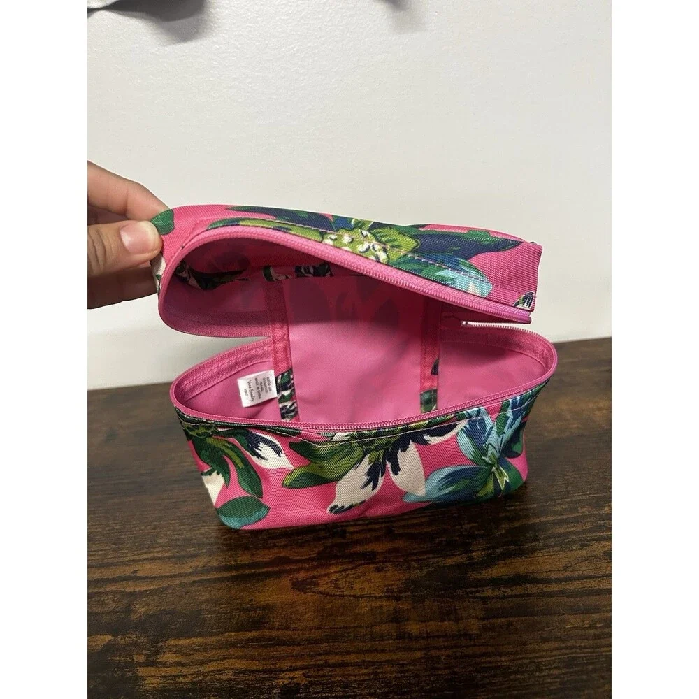 Vera Bradley medium cosmetic makeup bag Pink Tropical Paradise floral pattern